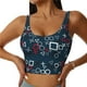 thumbnail image 1 of Balery Navy Blue Geometric Sujetadores deportivos con espalda cruzada para mujer, acolchados, sin costuras, de alto impacto, ideales para yoga, gimnasio, entrenamiento y fitness.-Large, 1 of 8
