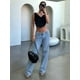 thumbnail image 4 of Pantalones Vaqueros de Pierna para Mujer, Tiro Bajo, Holgados, de Pierna Recta, Estilo Boyfriend, Vaqueros Casuales Sueltos, Estilo Chica Y2K Azul S, 4 of 9