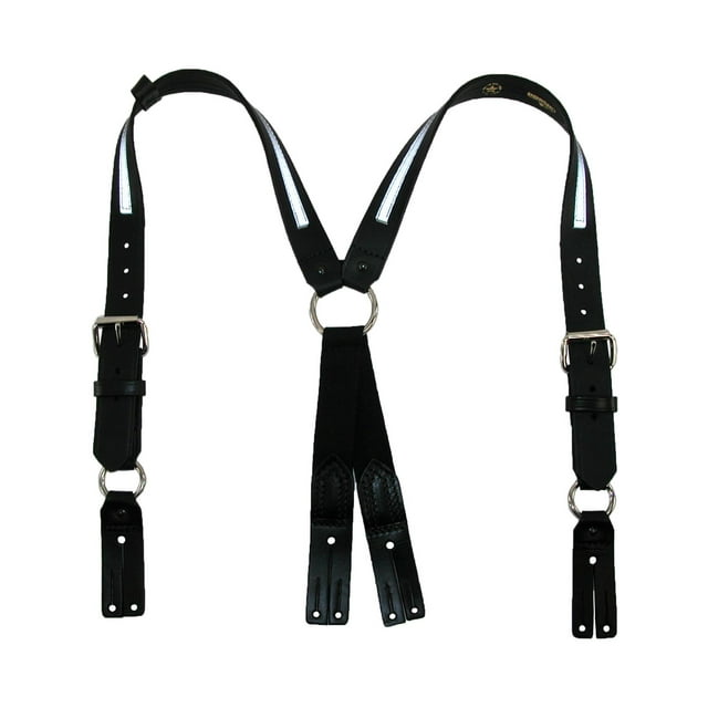 Boston Leather Leather Reflective Button End Fireman Work Suspenders