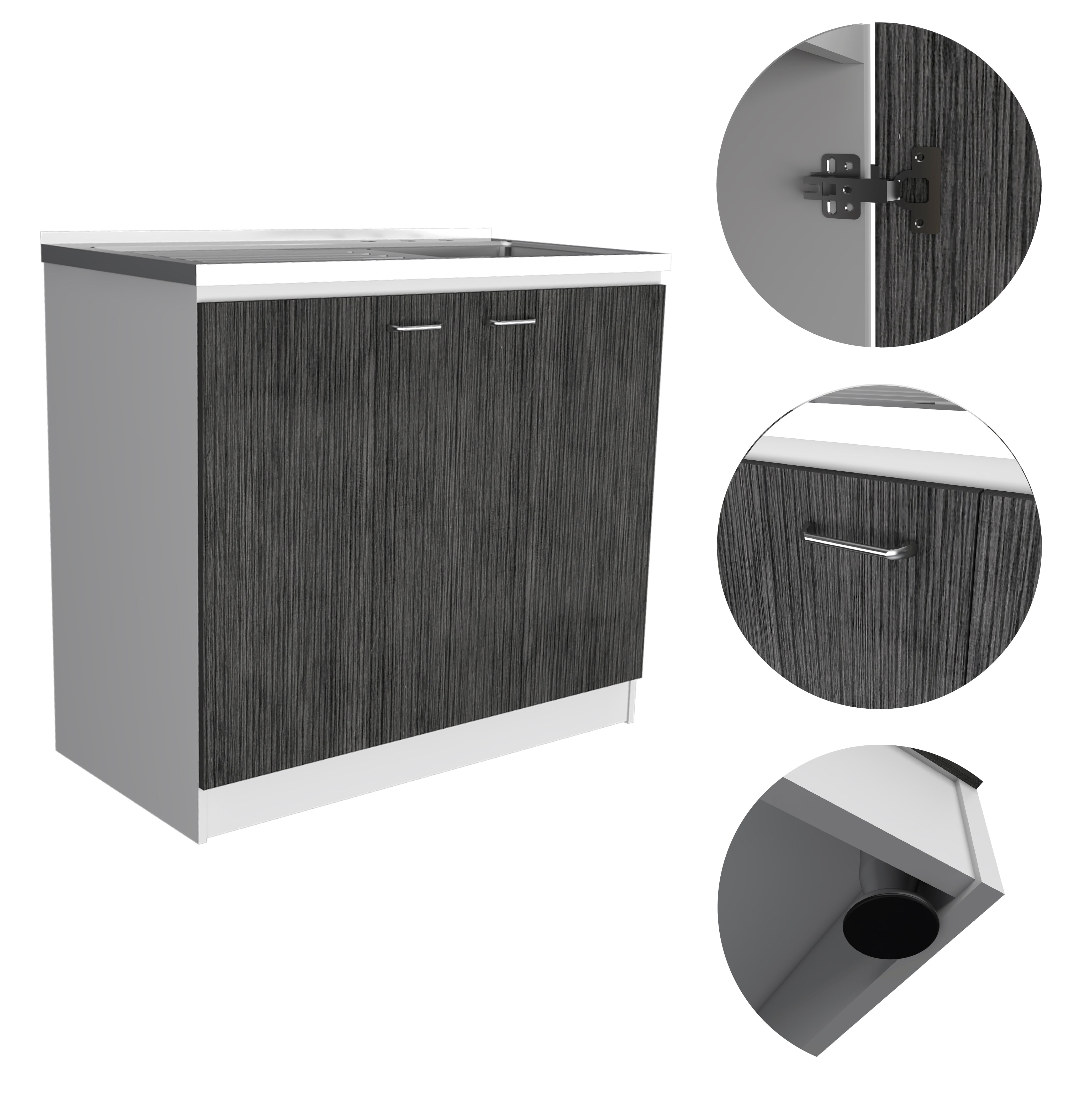 Boahaus Colmar Sink Cabinet (White-Smokey Oak)