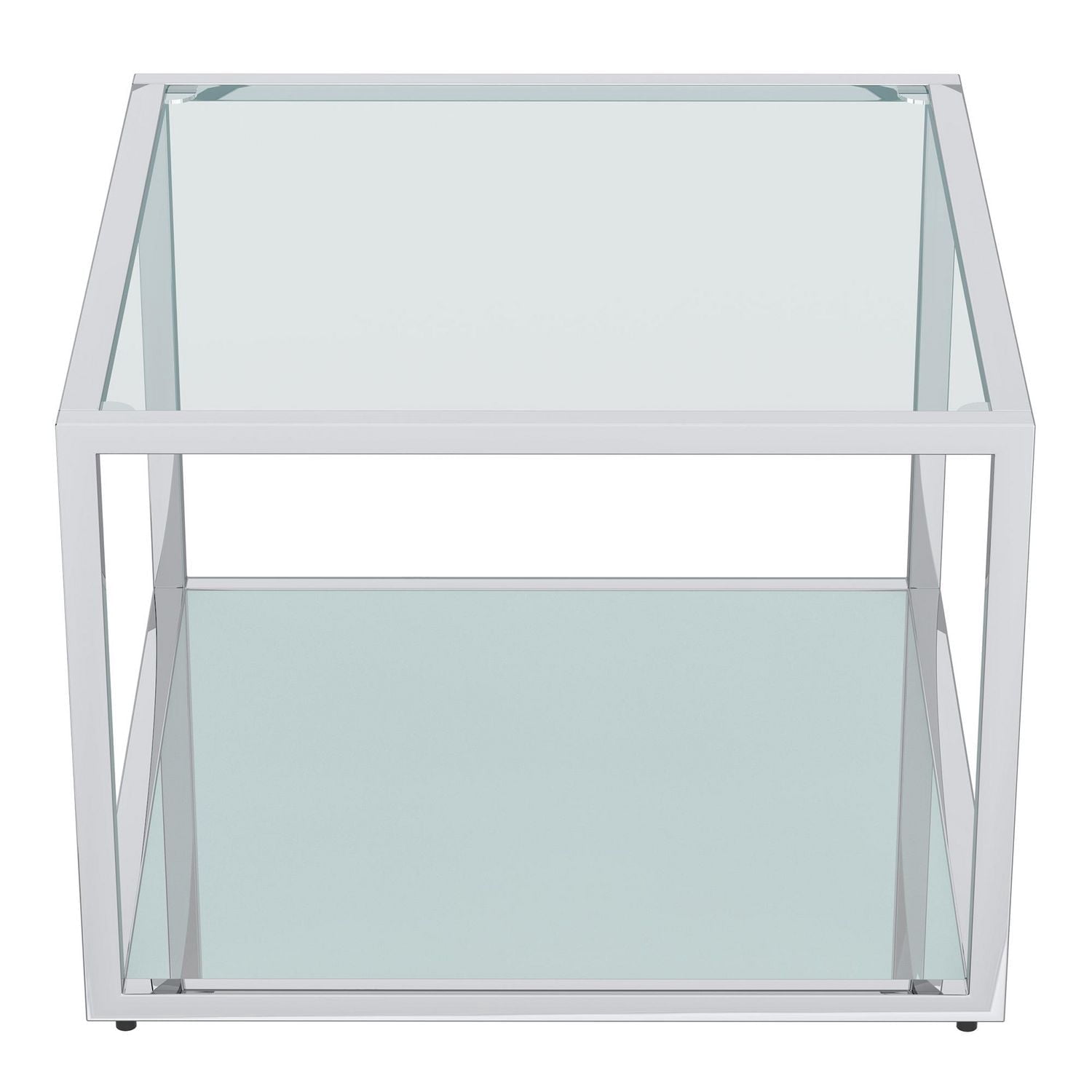 Contemporary Metal and Glass Small Coffee Table Set of 3 - Silver