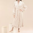 thumbnail image 2 of Gifts for Mom Cotton Robes for Women Fuzzy Women's Nightgowns & Sleepshirts Oversize Length Women's Sleepwear House Womens Robe Beige, 2 of 9