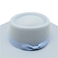 thumbnail image 5 of Elegant Round Top Fedora with Bow Wide Brim Jazz Hat for Men & Women Felt Cloche, 5 of 25