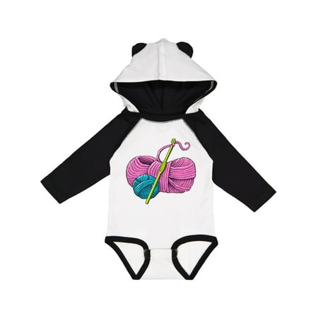 

Inktastic Blue and Pink Yarn with Crochet Hook Gift Baby Boy or Baby Girl Long Sleeve Bodysuit