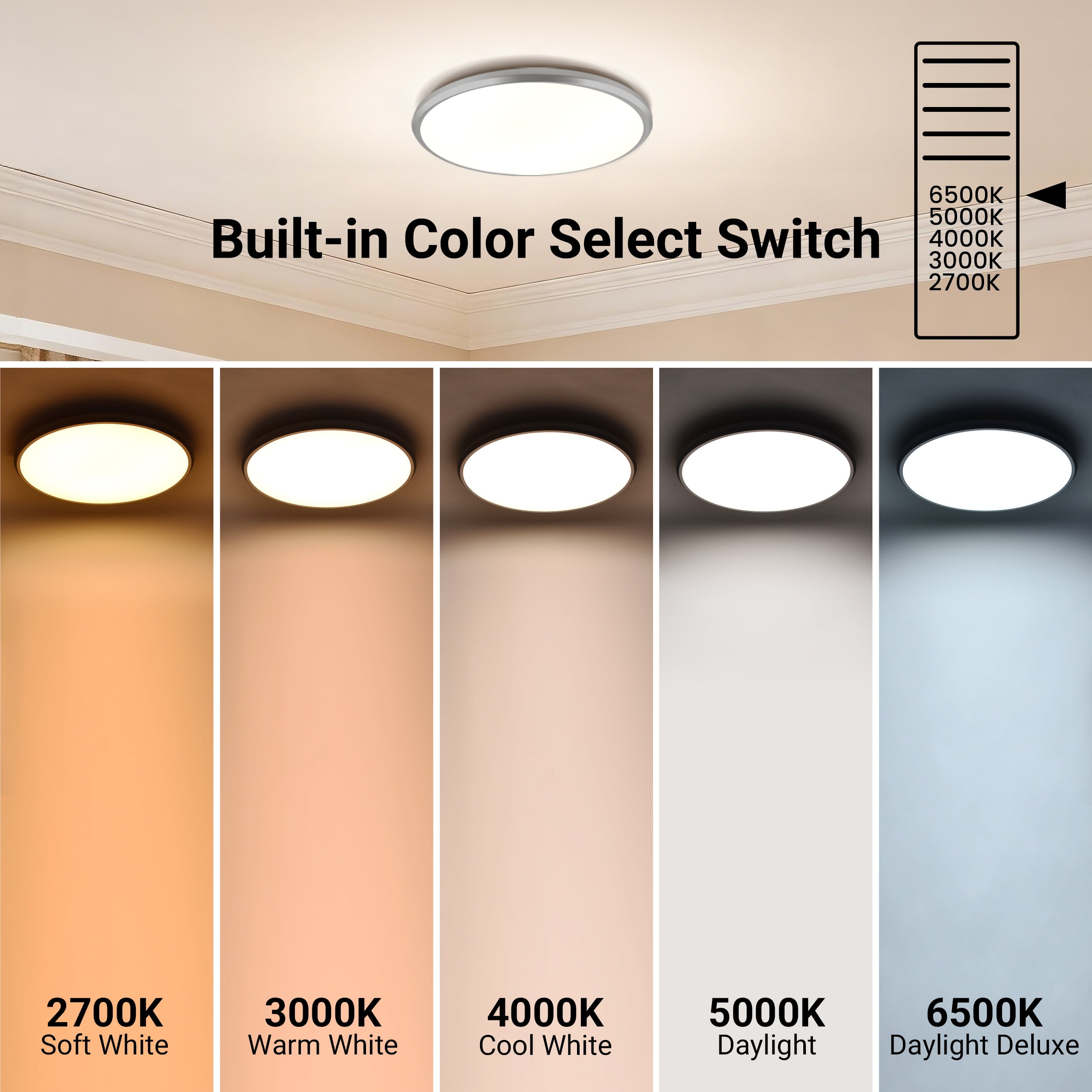 Mainstays 14 Inch Flush Mount LED Ceiling Light with 5CCT Selectable Color Temperatures (2 Pack)