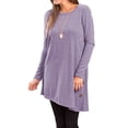 thumbnail image 3 of Uhndy Womens Fall Long Sleeve Tunic Tops For Leggings Crew-Neck Casual Blouse T-Shirt Side Button Swing Shirt Flowy Long Tops, 3 of 5