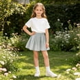 thumbnail image 4 of FRSASU Girl's Mesh Ruffled Pleated Mini Skirt with Built in Shorts Summer Slim High Waist Elegant A-Line Princess Tutu Dancing Skirt Green, 4 of 8