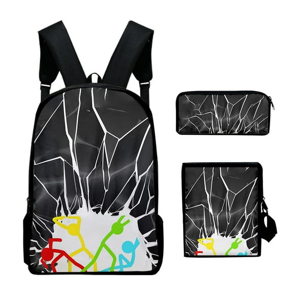 MNHFKGP Alan Becker 3D print Oxford Cloth Shoulder Backpack Multi Zipper 3 Pieces Sets PackStudent School Bag