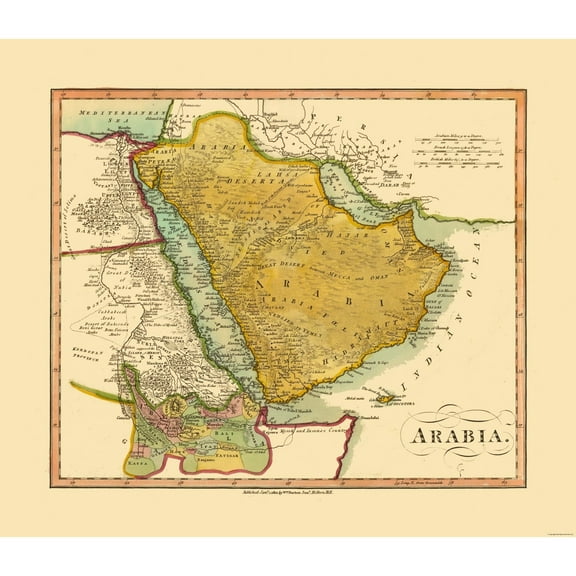 Historic Map - Arabia - Darton 1812 - 26.58 x 23 - Vintage Wall Art