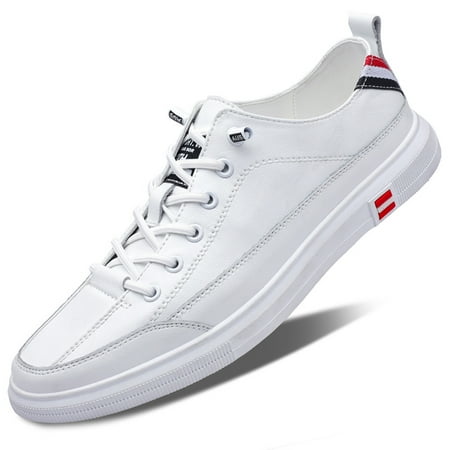 

Men Leather Sneakers Color Block Trendy Casual Lightweight Comfy Non-slip Shoes Spring And Summer