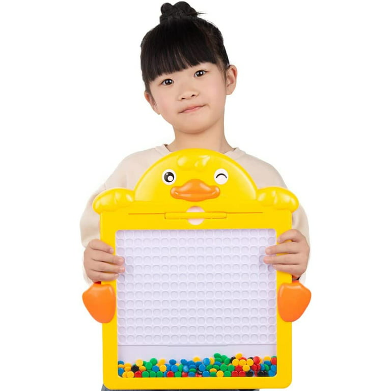 Magnetic Drawing Board for Kids 3+ Years- Toddler Doodle Board with  Magnetic Pen, Colorful Beads & 10 Reference Cards- Fun Dot Art Magnetic  Bead