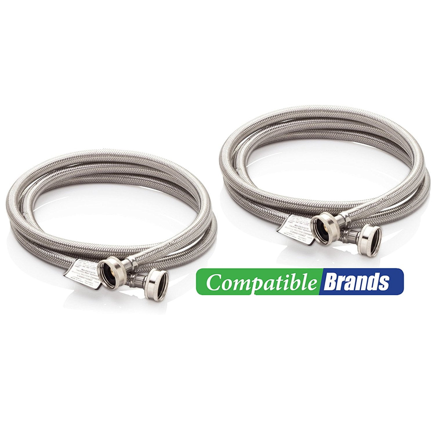 Washing Machine Fill Hoses Burst Proof 6 foot Stainless Steel Braided 6 Stainless Steel Washing Machine Fill Hose 2 Pack