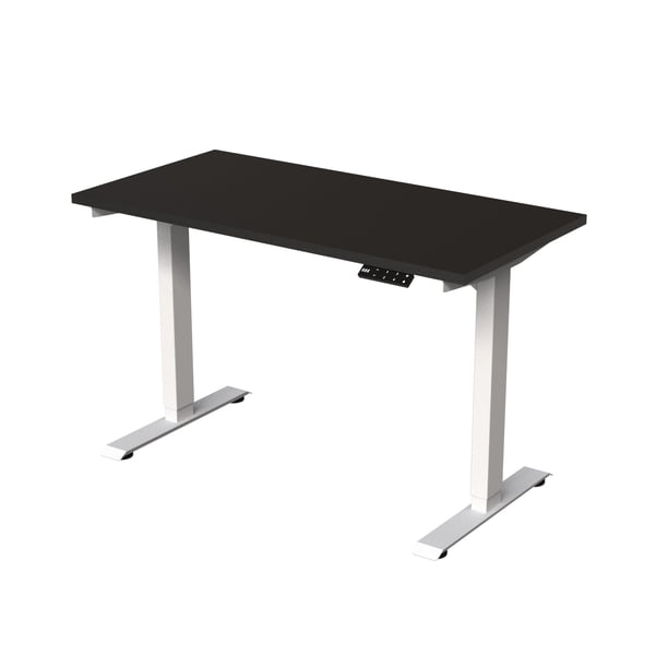 Escritorio Eléctrico de Altura Ajustable Base Blanca Tablero 120x60 Negro