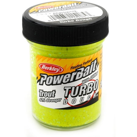 UPC: 0028632151853 | Berkley PowerBait Turbo Dough 1.75 Oz. Glitter Trout Floating Bait  Chartreuse