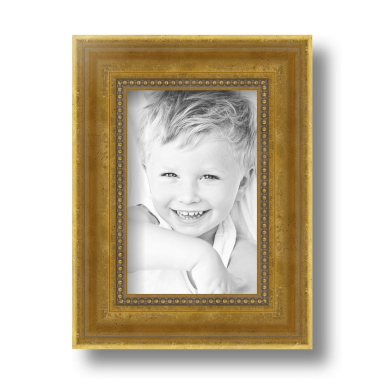 ArtToFrames 4x6 inch Gold Picture Frame, This Gold Wood Poster Frame Is Great for Your Art or Photos, Comes with Regular Glass (4901), Size: 4 x 6