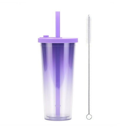 

Garhelper Boba Cup With Straw Smoothie Drinks Gradient Multicolor 23.5oz Double Layer With Cleaning Brush