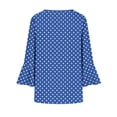 thumbnail image 6 of Uootdi Women's Blouses Polka Dot Print V Neck Flare Sleeve Solid Casual Tops Office Commute Style Lightweight Breathable Loose Fit Shirts Gift, 6 of 7