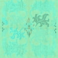 thumbnail image 1 of Ahgly Company Machine Washable Indoor Square Abstract Turquoise Blue Modern Area Rugs, 7' Square, 1 of 4