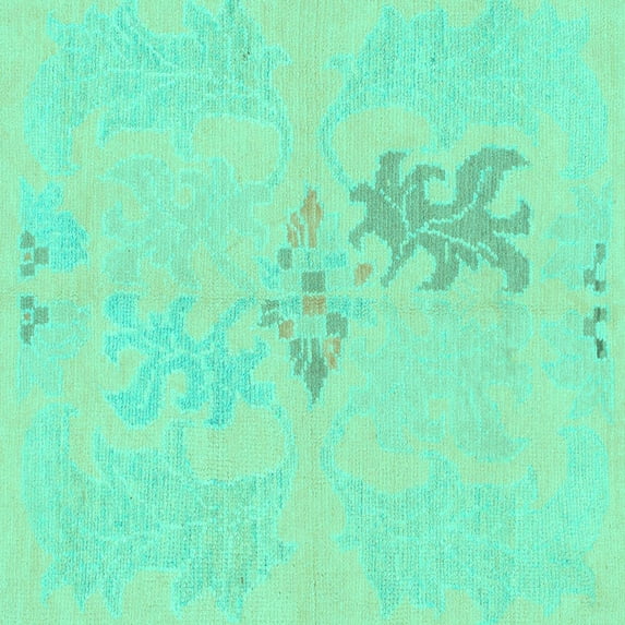 Ahgly Company Machine Washable Indoor Square Abstract Turquoise Blue Modern Area Rugs, 4' Square
