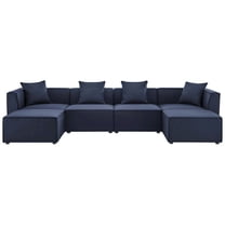 Modway Saybrook Outdoor Patio Upholstered 6-Piece Sectional Sofa in Navy