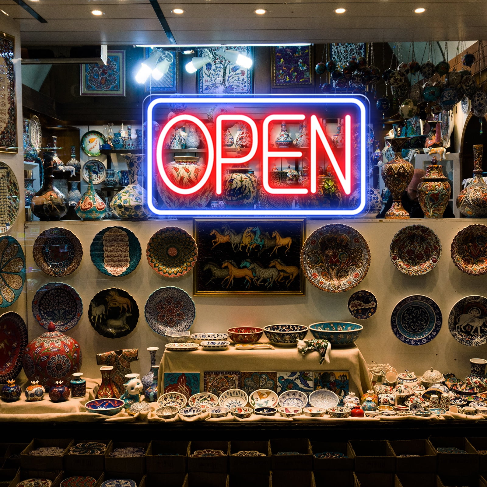 KENFARI Led Neon Open Signs for Business, 16.5''x 9'' Powered by 5V USB with Adjustable Bright Switch