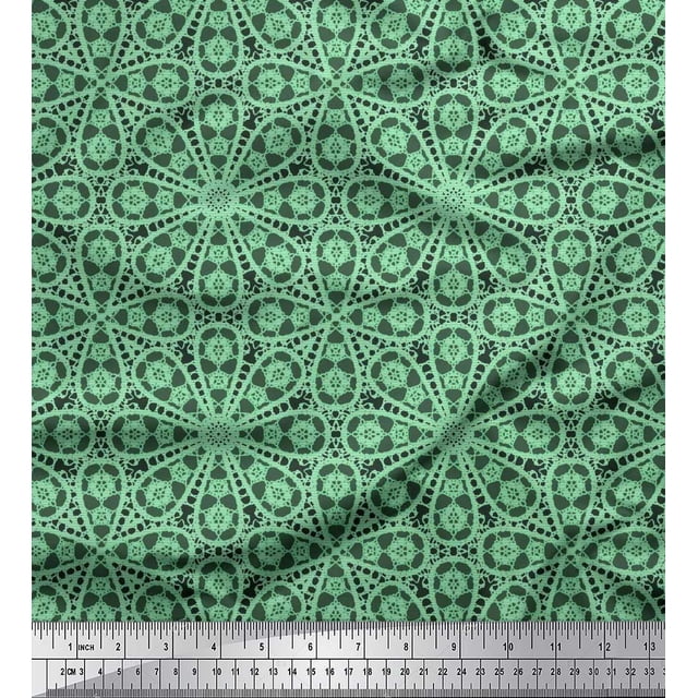 Soimoi Modal Satin Fabric Stripe & Floral Block Decor Fabric Printed Yard 42 Inch Wide