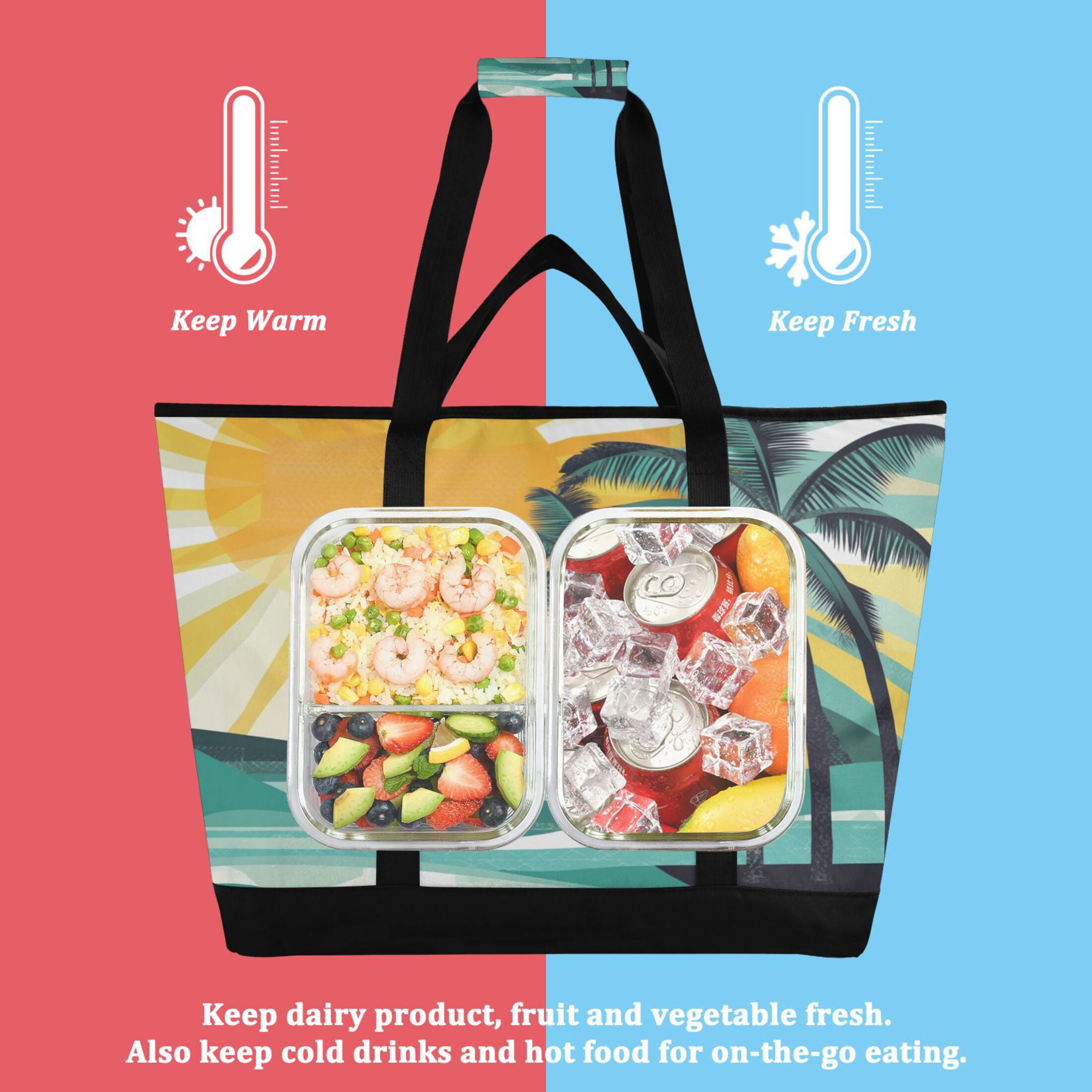 Large Hand-held Ice Pack Picnic Bag Insulation and Refrigeration Suitable for Shopping Picnics and Camping Sea Tree
