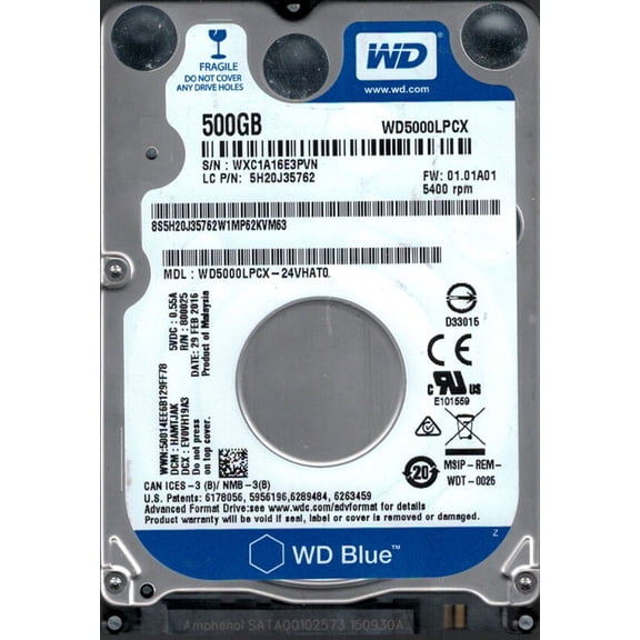 Western Digital WD5000LPCX-24VHAT0 500GB DCM: HAMTJAK