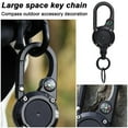 thumbnail image 3 of Callipe Retractable Keychain with Compass Steel Wire Carabiner Badge Reel Holder Clip Key Ring Heavy Duty Outdoor Camping Climbing Anti-lost Buckle, 3 of 7
