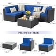 thumbnail image 3 of Walsunny 5 Pieces Patio Furniture Sets Outdoor Sectional Sofa, All-Weather Black Wicker Rattan Conversation Sets with Coffee Table and Washable Couch Cushions,Royal Blue, 3 of 6