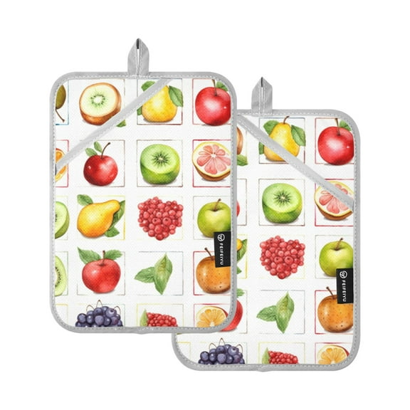 ALAZA Difference Fruit Pot Holders Set of 2 Heat Resistant Kitchen Oven Mitts