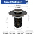 thumbnail image 5 of Neighborly Nook Upgraded 3 in 1 Bathroom Sink Stopper 2PCS Universal Pop Up Sink Drain Strainer,with Removable Stainless Steel Filter Basket Hair Catcher,for 1.1''~2.36'' Basin Hole,Oil Rubbed Bronze, 5 of 12
