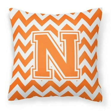 Carolines Treasures CJ1046-VPW1414 Letter V Chevron Orange & White Fabric Decorative Pillow