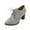 Grey, variant on WEAIXIMIUNG Ankle Boots for Women Dressy Leather Women Ankle Boots foreign Trade Large Size Vintage Leather Shoes Fashionable and Comfortable Round Toe Square Heel Thick Lace Up