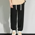thumbnail image 6 of YABCSAZ Men's Casual Pants Straight Baggy Wide Leg Stretch Elastic Waist Drawstring Pants Relaxed Fit Trousers Pant Trendy Relaxed Fit Stretch Long Pants for Workout, Jogging, Running, 6 of 7