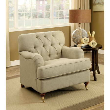 Above Traditional Furniture - Furniture of America Kylen Traditional Fabric Chair, Beige