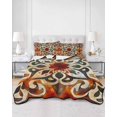 thumbnail image 3 of Burnt Orange Green Full Size Down Alternative Comforter, Lightweight Comforter Quilt Bedding Set with Pillow Shams Vintage Abstract Flowers All Seasons Bed Comforter Duvet Insert 78"x90", 3 of 7