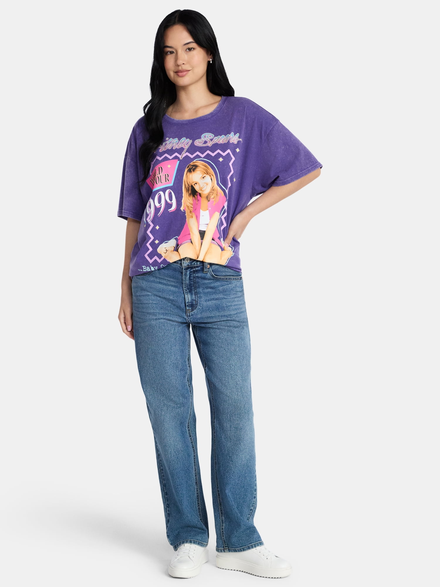 Britney Spears Women's Oversized Graphic Tee with Short Sleeves, Sizes XXS-4X