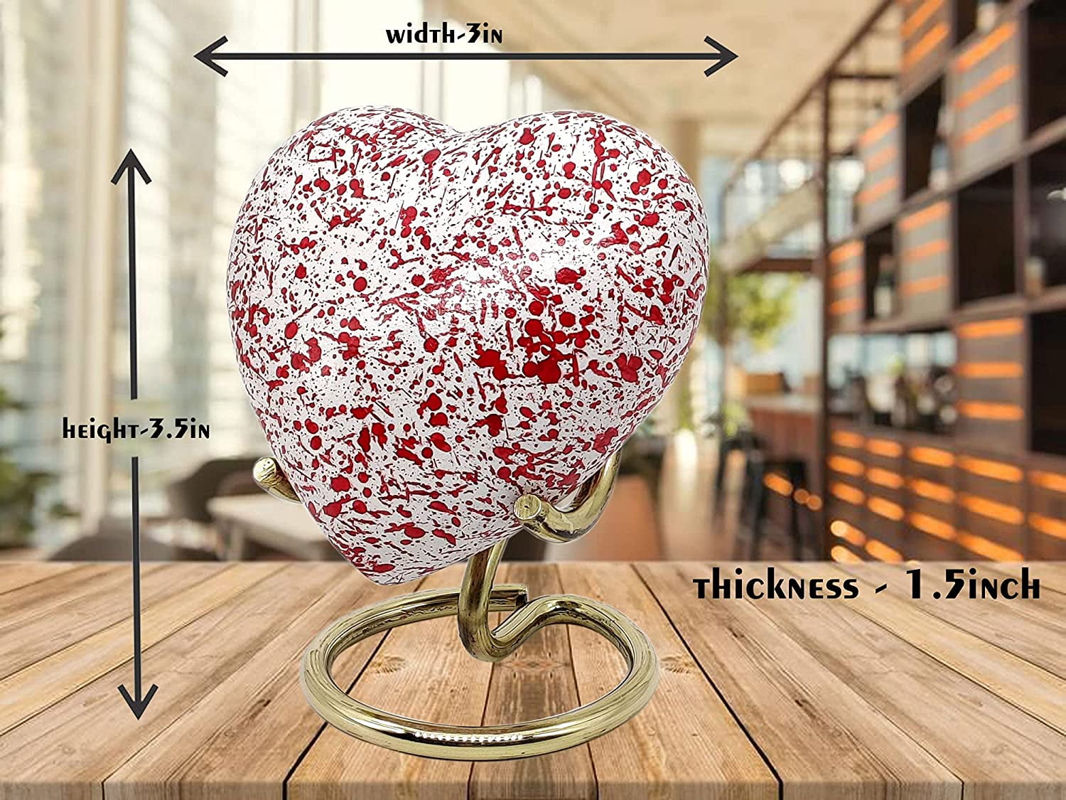 5MOONSUN5's Handcrafted Heart Urn Keepsake Cremation Urn for Human pet Ashes Golden Urn Heart Shaped - Perfect for Adults & Infants Honor Your Loved One. comes with brass Stand & Premium Box