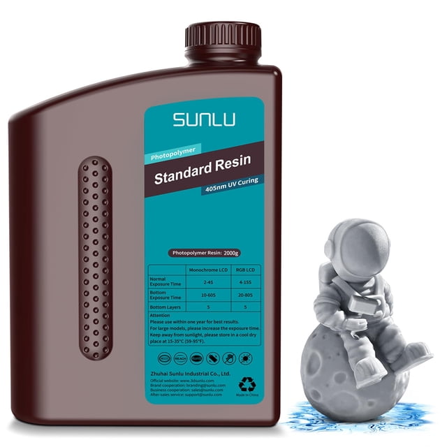 Resina para impresora 3D SUNLU de curado rápido estándar de 2 kg, color gris