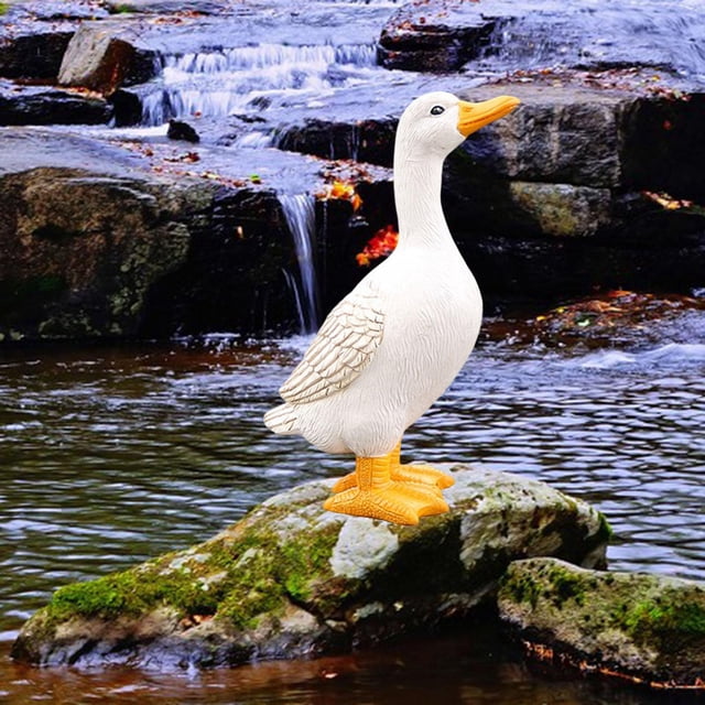 Estatuas de Jardín Shamjiam Resina Tallada de Pie Pato Decoración para Jardín Piscina Estanque