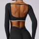thumbnail image 4 of Camisetas de Yoga de manga larga para mujer, Top Sexy con Espalda descubierta, entrenamiento, gimnasio, Top corto de entrenamiento, Top acolchado para ejercicio, ropa de gimnasio, ropa activa, 4 of 5