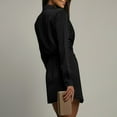 thumbnail image 5 of VEKDONE Women's Satin Dress Deep V Neck Long Sleeve Mini Dress Solid Color Lapel Knee Length Dresses Fashion Wrap Party Cocktail Dress Black XL, 5 of 9