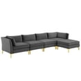 thumbnail image 3 of Modway Ardent 5-Piece Performance Velvet Sectional Sofa in Gray, 3 of 11