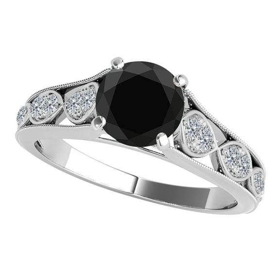 Mauli Jewels Engagement Rings for Women 1.15 Carat Elegant Design Back Diamond Ring Crafted Prong-Setting 14k Solid White Gold