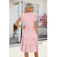 thumbnail image 5 of Summer V-neck Ruffle Sleeve Short-sleeved Solid Color Casual Dress, 5 of 8