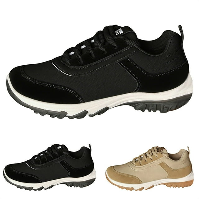 Espadrilles à Plateforme en Cuir pour Femmes Légères Semelle Sans Traces Bout Rond Chaussures Confort Chaussures de Navette Toute la Journée Chaussures de Bureau à Gym Transition Travail Sport Marche Chaussures Noir