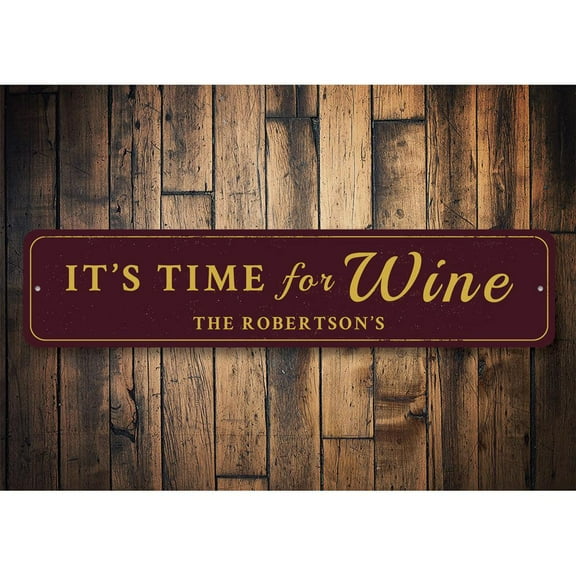 Time For Wine Novelty Sign, Metal Wall Decor - 4x18 inches