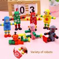 thumbnail image 2 of Wooden Transformable Robot Figure with Elastic Joints, Posable Wood Toy for Creative Desktop Decoration, Flexible Action Model, Random Colors, Multicolor, 2 of 9