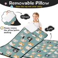 thumbnail image 3 of Multicolor Cat Head Teal Pattern Teens Toddler Nap Mat with Pillow, Sleeping Mat Bag for Preschool Daycare 60"x20", 3 of 6